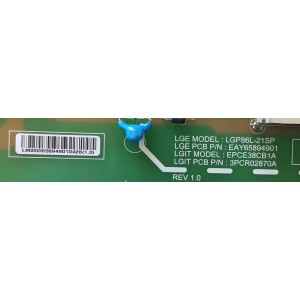 FUENTE DE PODER PARA TV LG NUMERO DE PARTE 65894901 / EAY65894901 / LGP86L-21SP / EPCE38CB1A / 3PCR02870A / PANEL'S NC860DQD-AAKH1 / NC860DQD-AALH1 / MODELOS 86NANO90UPA / 86NAN090UPA / 86QNED80UQA / 86QNED80UQA.BUSYLKR